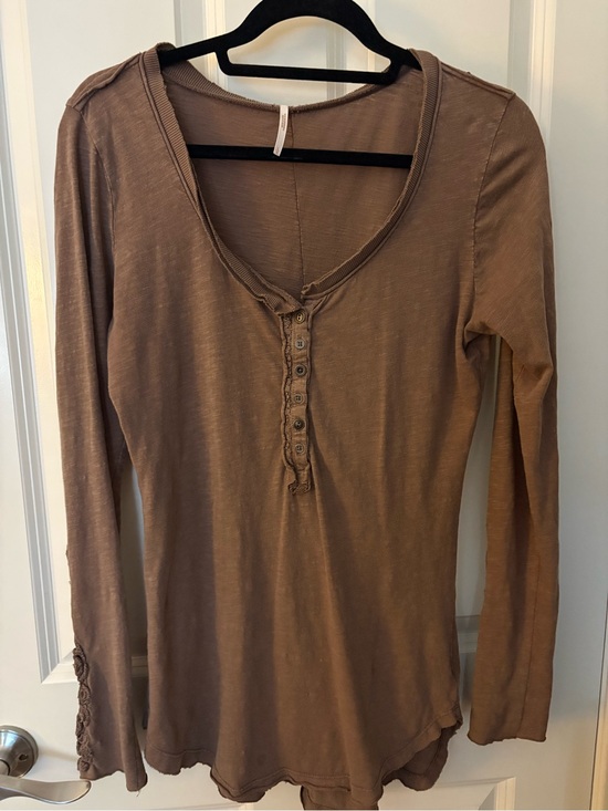 Free People Tops - Free People Brown Long-Sleeve Henley Top